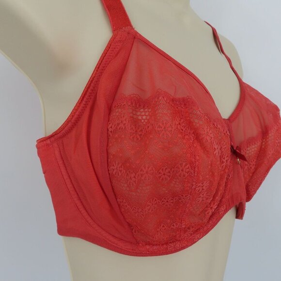 Chantelle 30H US Underwire Bra Coral Orange Lace Revele Moi Perfect FIt C15710 - Picture 2 of 15
